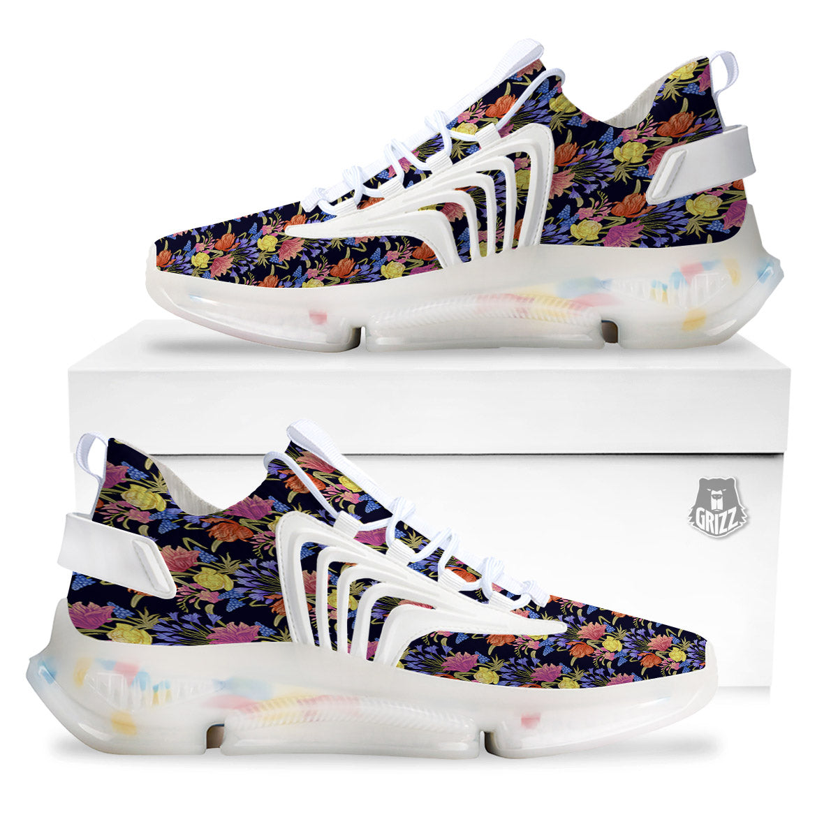 Tulip Colorful Print Pattern White Gym Shoes-grizzshop