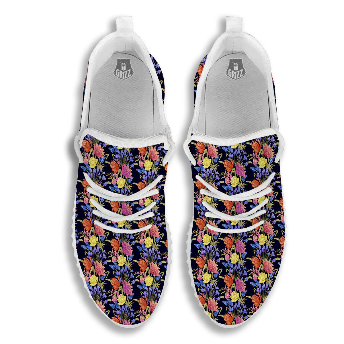Tulip Colorful Print Pattern White Walking Shoes-grizzshop