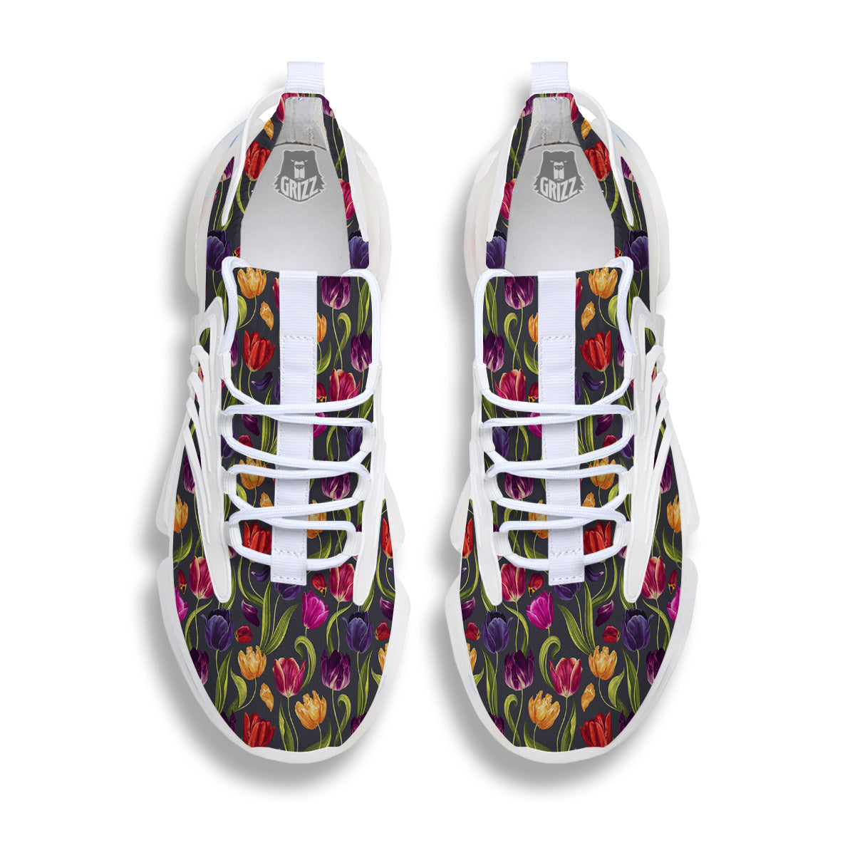 Tulip Colorful Watercolor Print Pattern White Gym Shoes-grizzshop