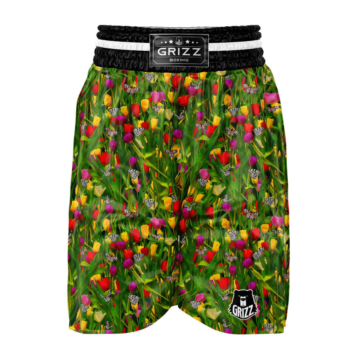 Tulip Field Print Pattern Boxing Shorts-grizzshop