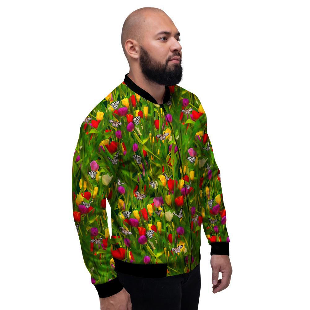 Tulip Field Print Pattern Men's Bomber Jacket-grizzshop