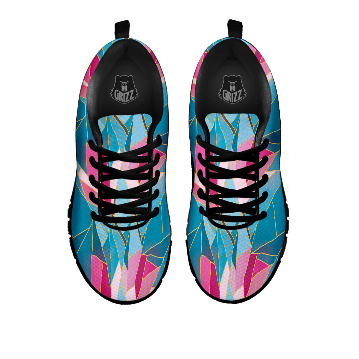 Tulip Polygon Print Pattern Black Sneaker-grizzshop