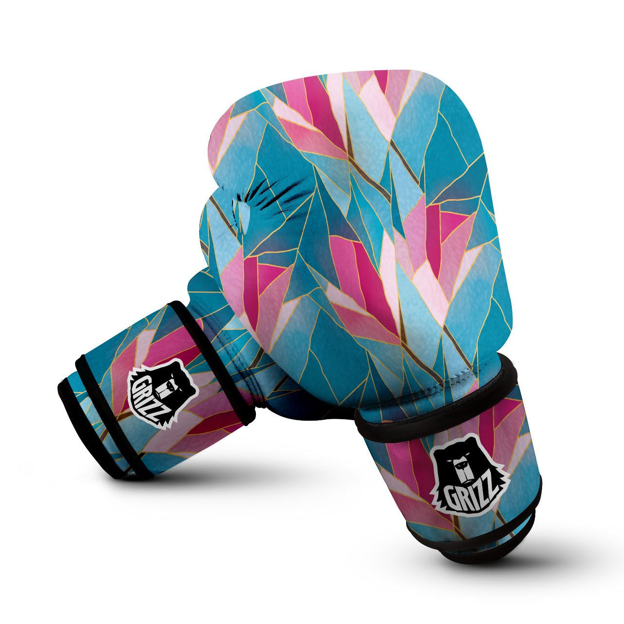 Tulip Polygon Print Pattern Boxing Gloves-grizzshop