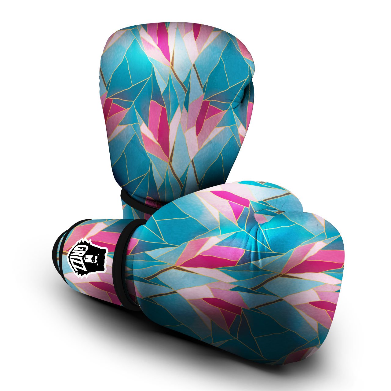 Tulip Polygon Print Pattern Boxing Gloves-grizzshop