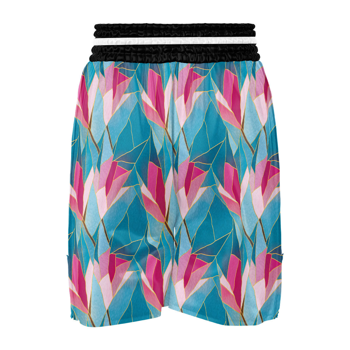 Tulip Polygon Print Pattern Boxing Shorts-grizzshop
