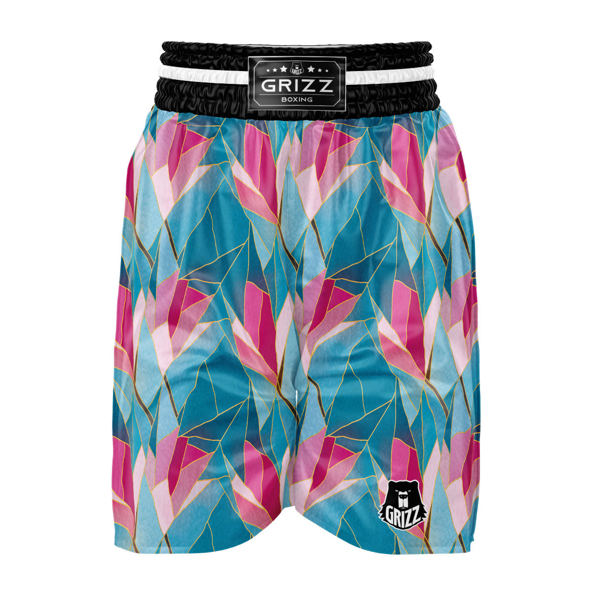 Tulip Polygon Print Pattern Boxing Shorts-grizzshop