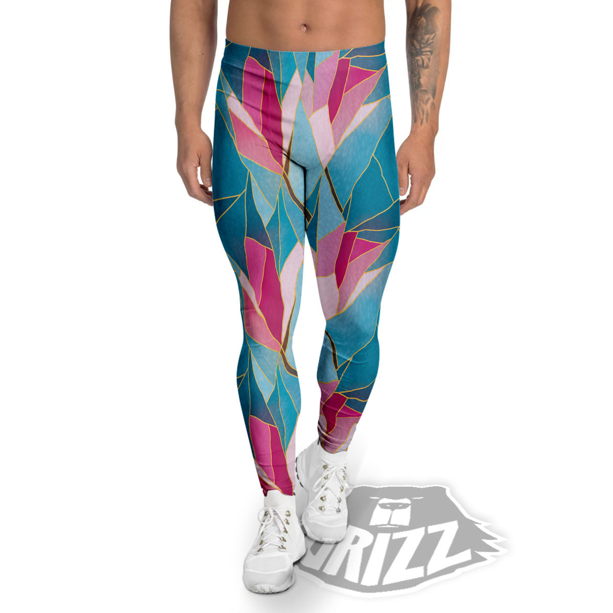 Tulip Polygon Print Pattern Men's Leggings-grizzshop