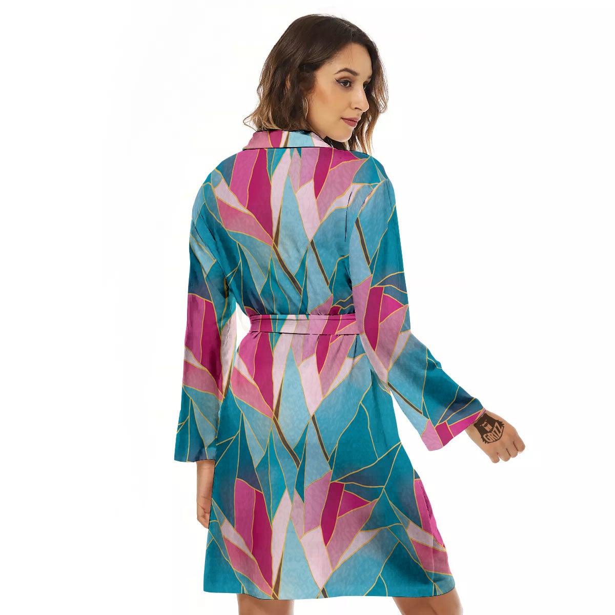 Tulip Polygon Print Pattern Women's Robe-grizzshop