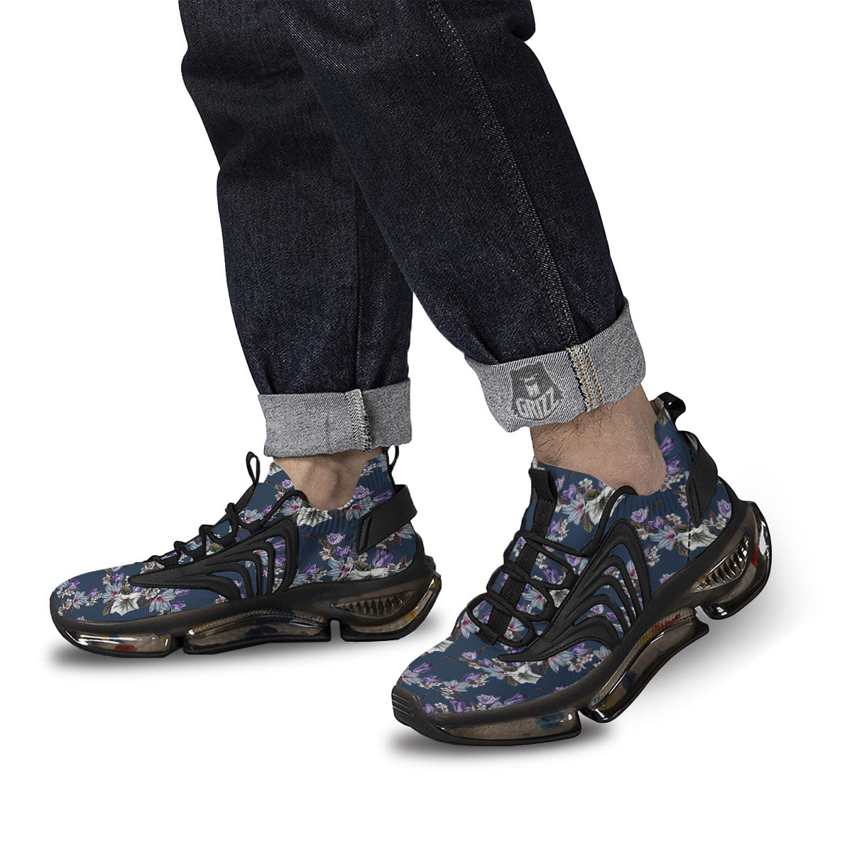 Tulip Purple Watercolor Print Pattern Black Gym Shoes-grizzshop