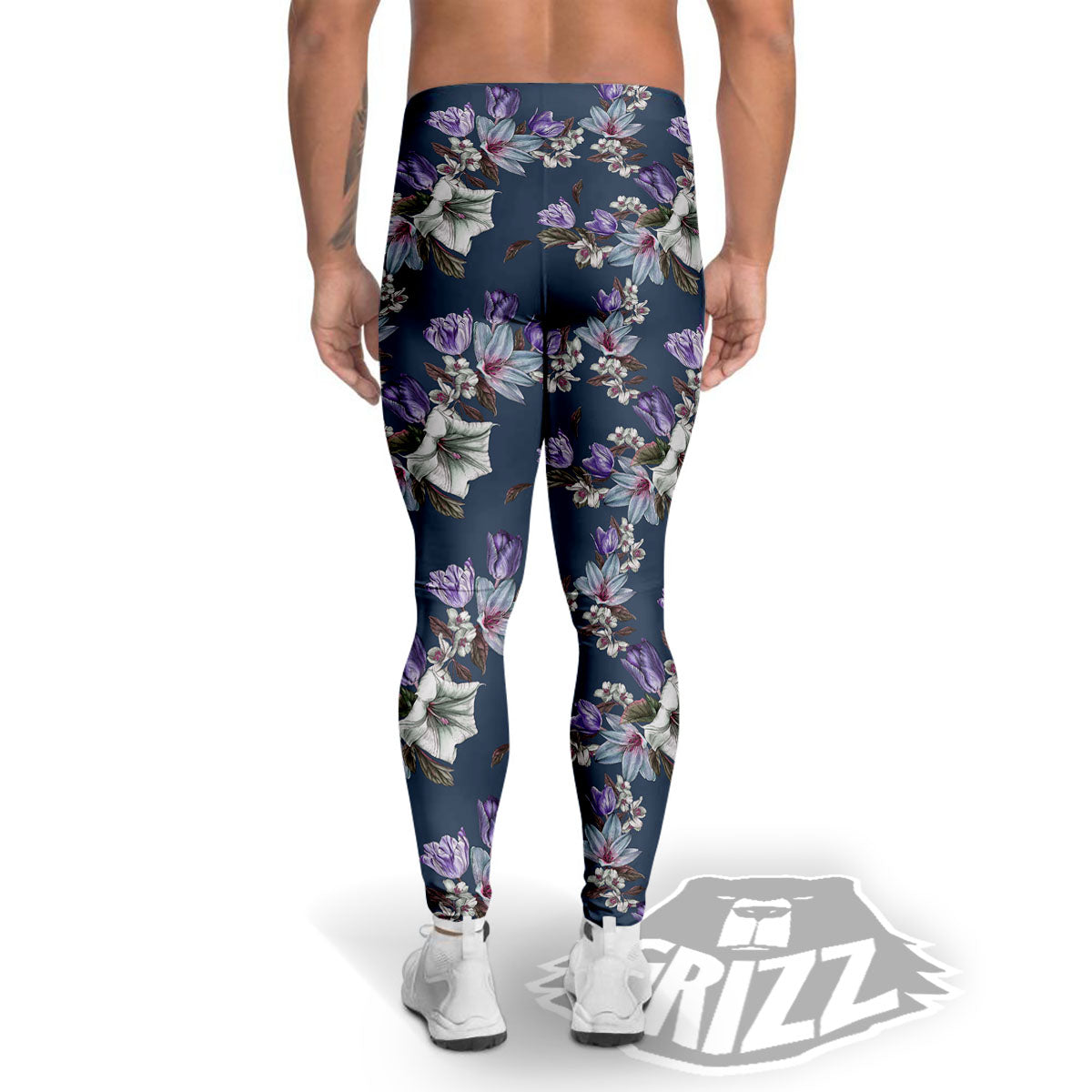 Tulip Purple Watercolor Print Pattern Men's Leggings-grizzshop