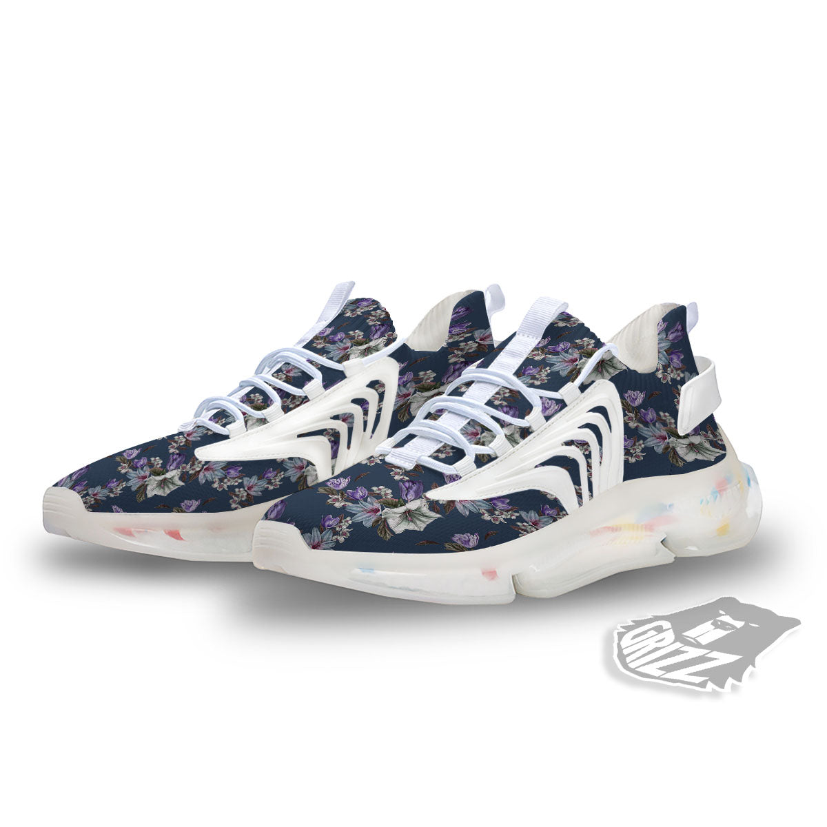 Tulip Purple Watercolor Print Pattern White Gym Shoes-grizzshop