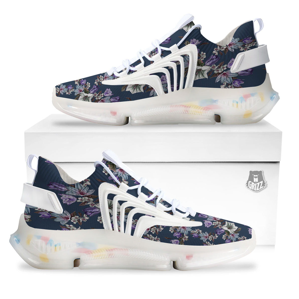 Tulip Purple Watercolor Print Pattern White Gym Shoes-grizzshop