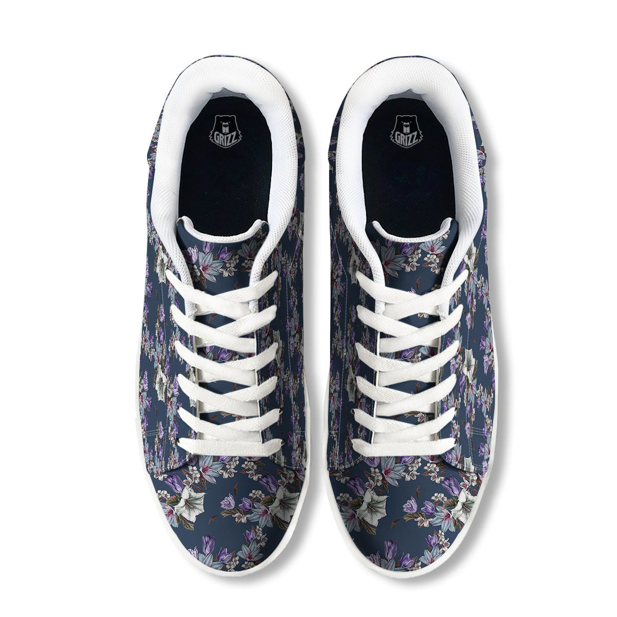 Tulip Purple Watercolor Print Pattern White Low Top Sneakers-grizzshop
