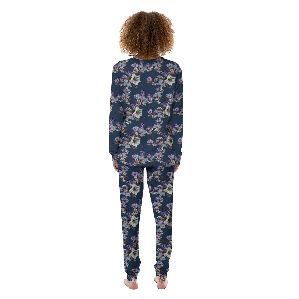 Tulip Purple Watercolor Print Pattern Women's Pajamas-grizzshop