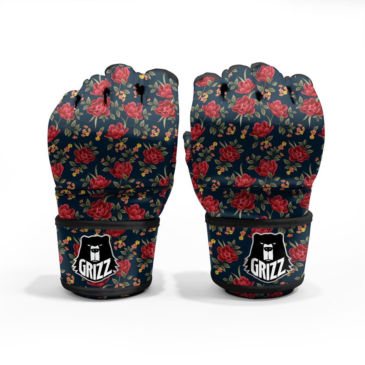 Tulip Red Print Pattern MMA Gloves-grizzshop