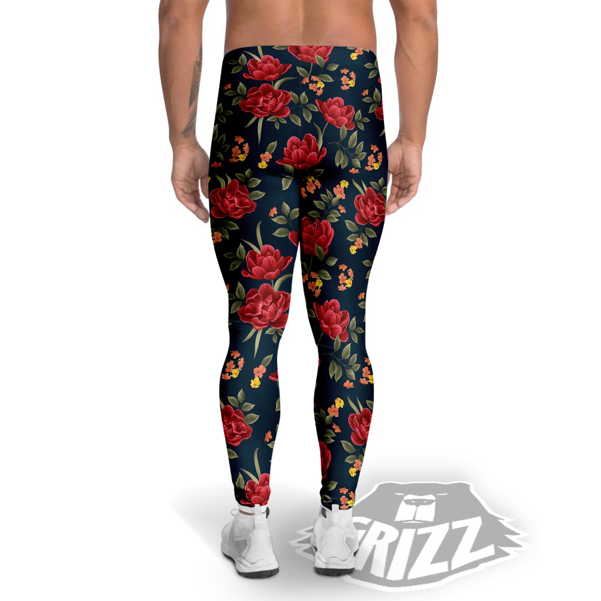 Tulip Red Print Pattern Men's Leggings-grizzshop