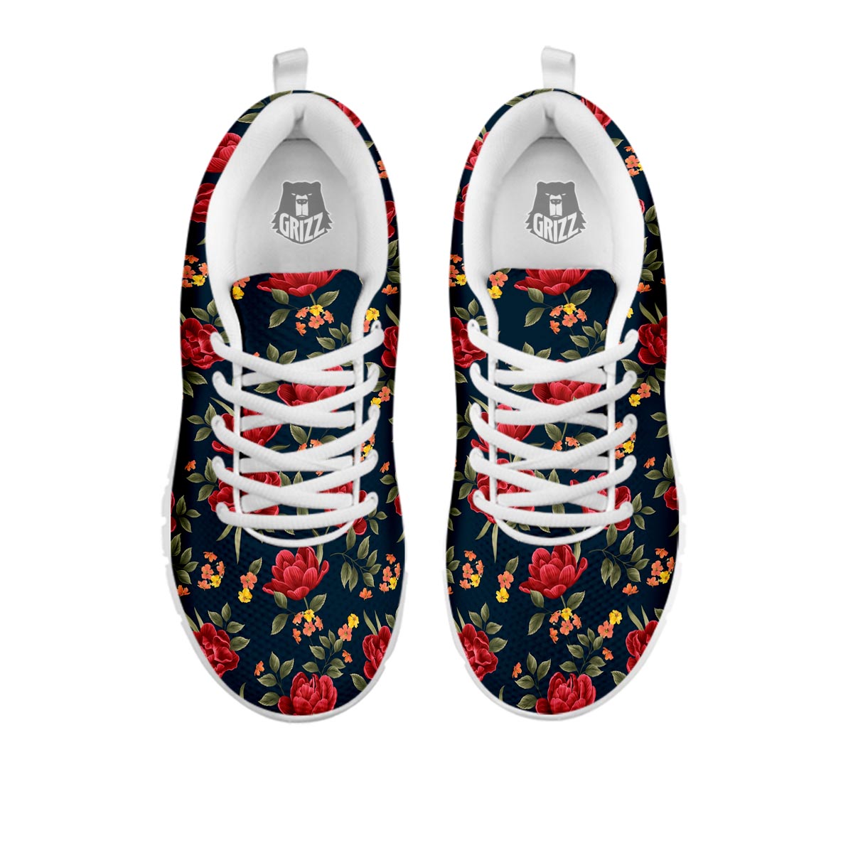 Tulip Red Print Pattern White Sneaker-grizzshop