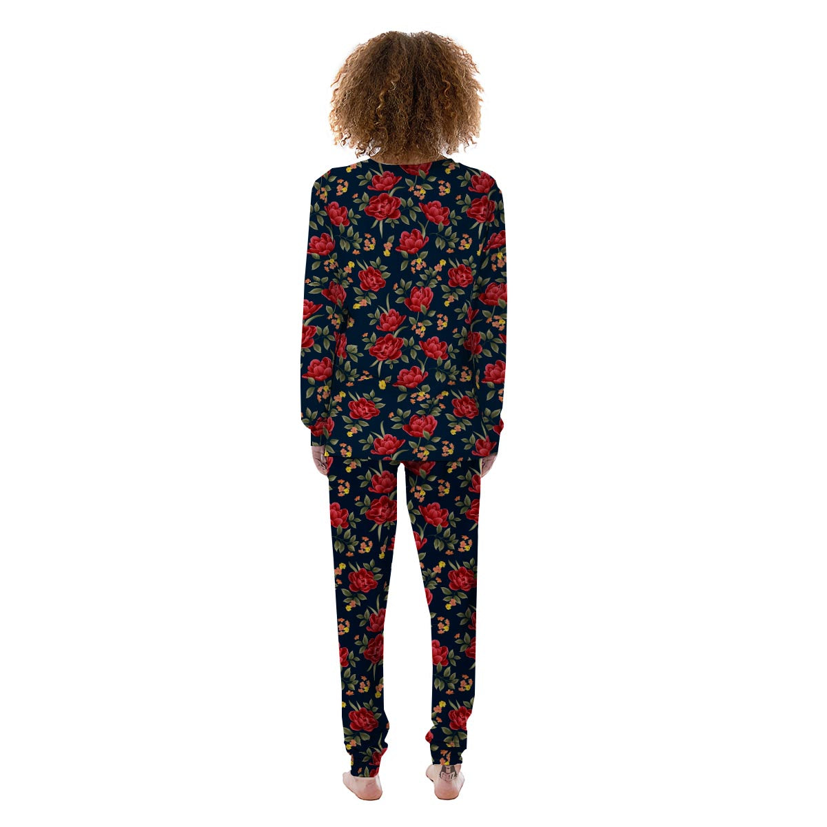 Tulip Red Print Pattern Women's Pajamas-grizzshop