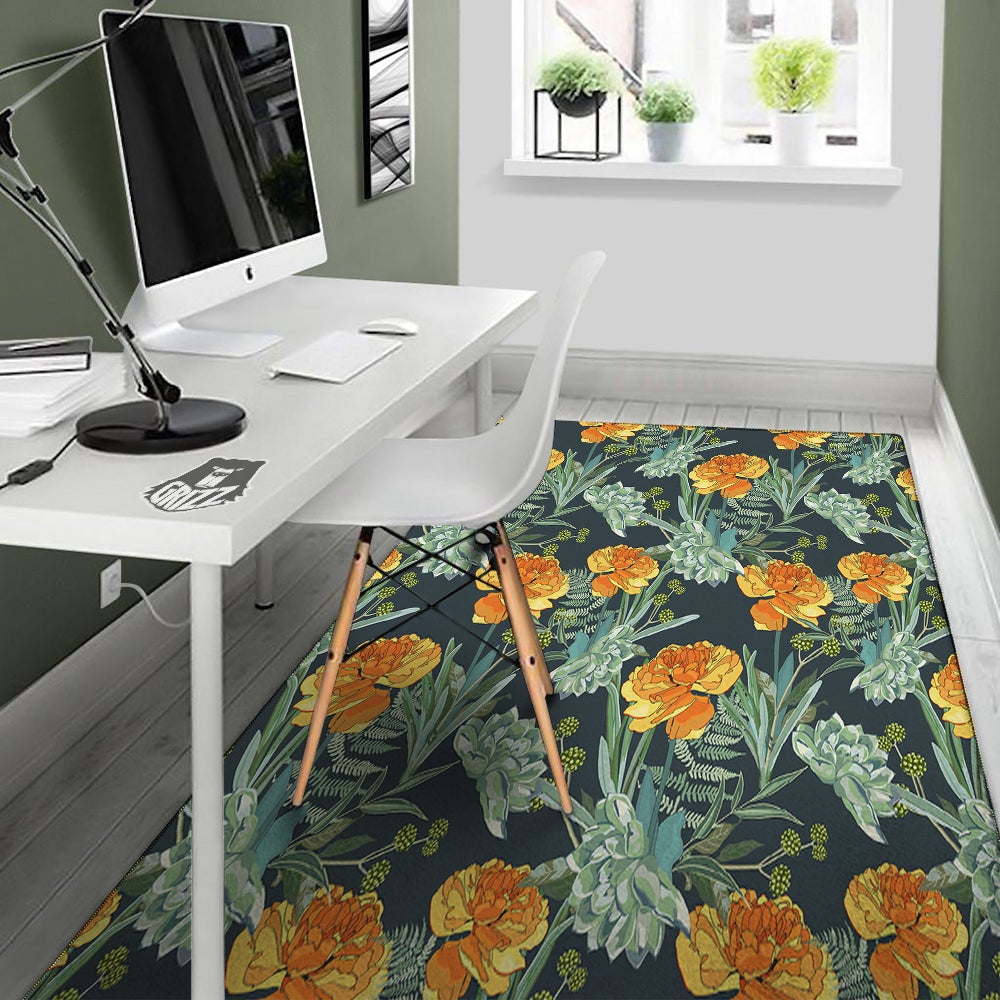 Tulip Spring Yellow Print Pattern Floor Mat-grizzshop