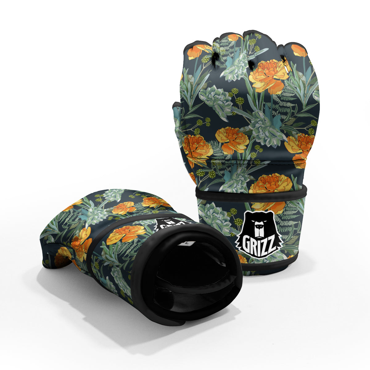 Tulip Spring Yellow Print Pattern MMA Gloves-grizzshop