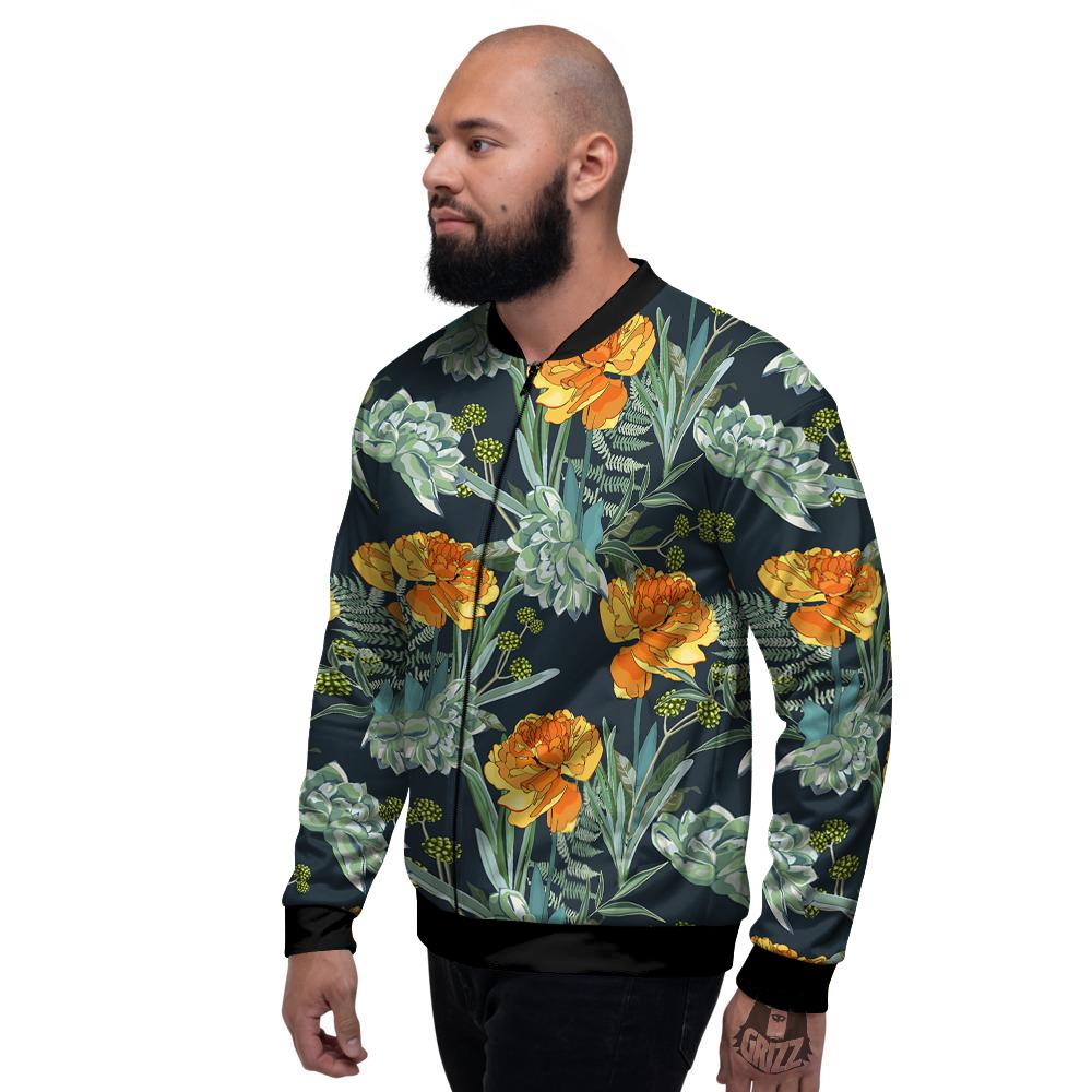 Tulip Spring Yellow Print Pattern Men's Bomber Jacket-grizzshop