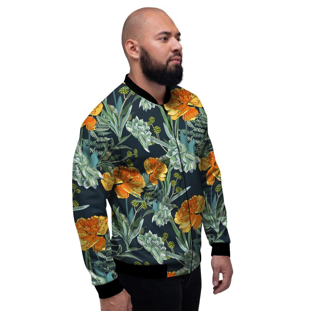 Tulip Spring Yellow Print Pattern Men's Bomber Jacket-grizzshop