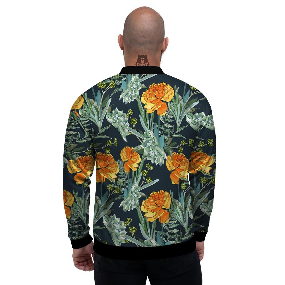 Tulip Spring Yellow Print Pattern Men's Bomber Jacket-grizzshop