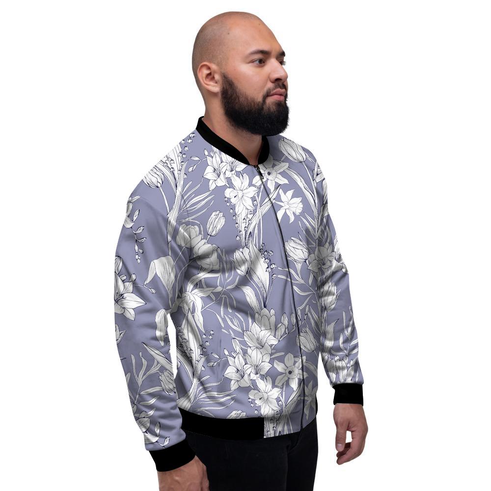 Tulip White Print Pattern Men's Bomber Jacket-grizzshop