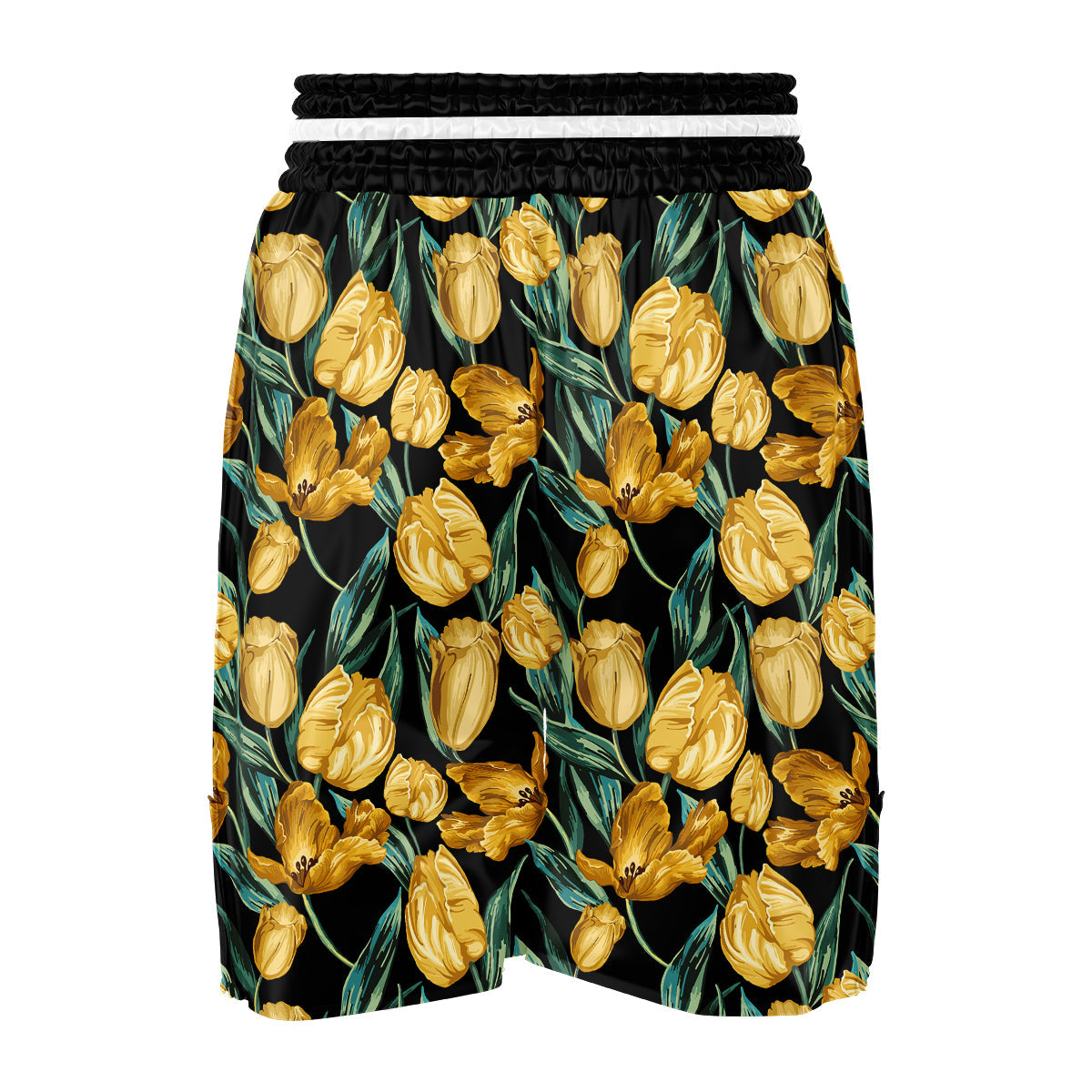 Tulip Yellow Print Pattern Boxing Shorts-grizzshop