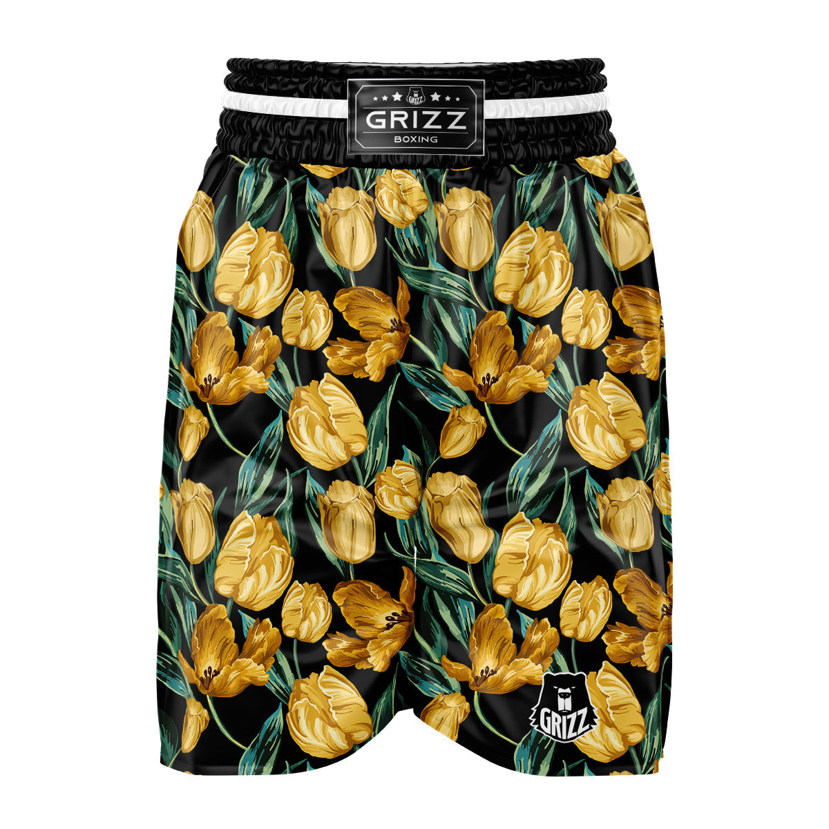 Tulip Yellow Print Pattern Boxing Shorts-grizzshop