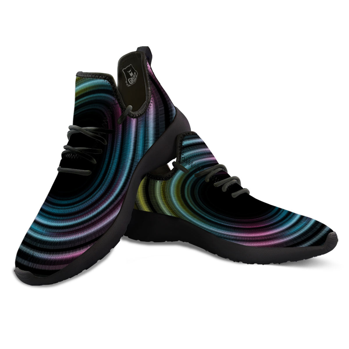 Tunnel Lights Teal And Pink Print Black Athletic Shoes-grizzshop