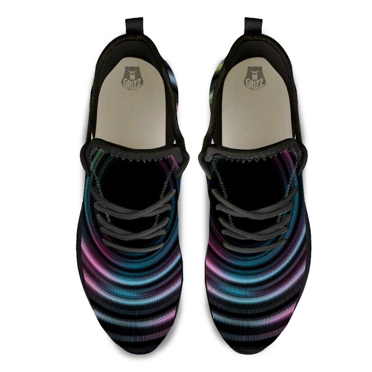 Tunnel Lights Teal And Pink Print Black Athletic Shoes-grizzshop
