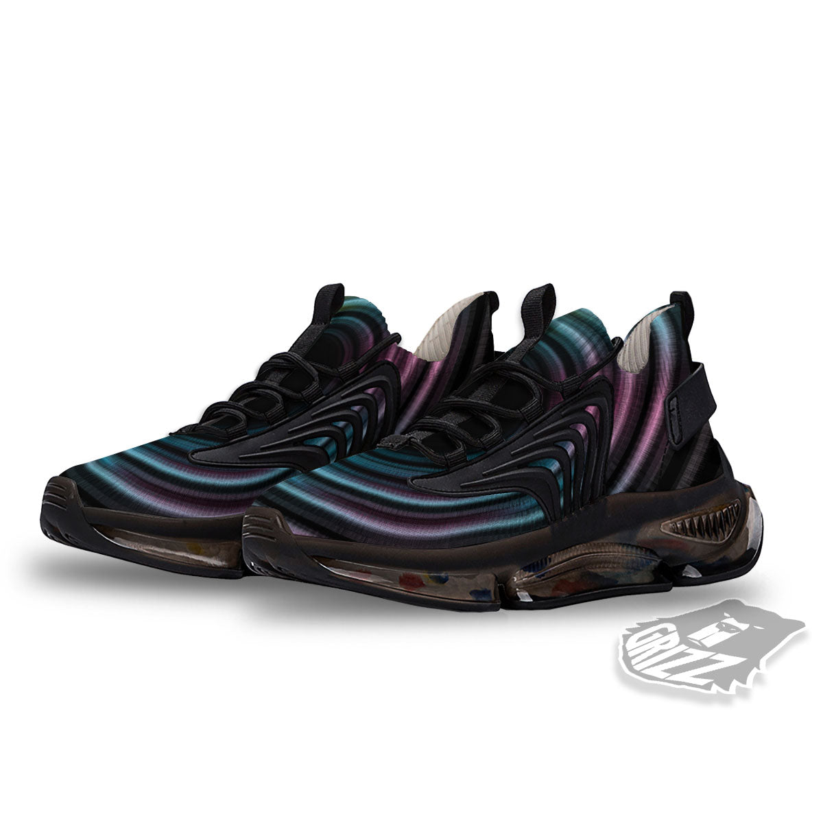 Tunnel Lights Teal And Pink Print Black Gym Shoes-grizzshop