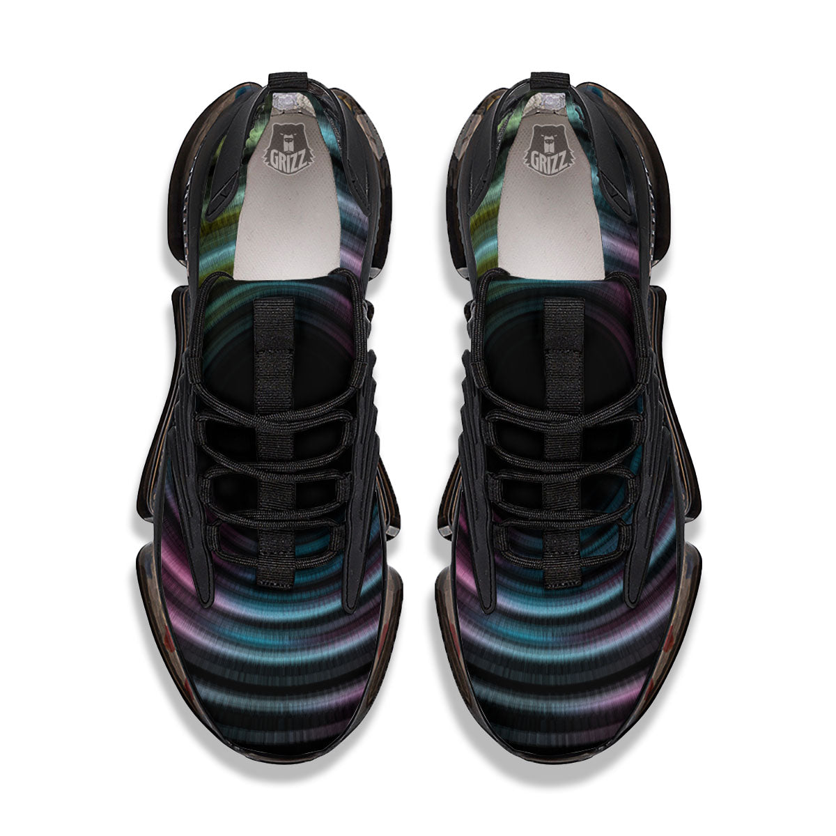 Tunnel Lights Teal And Pink Print Black Gym Shoes-grizzshop