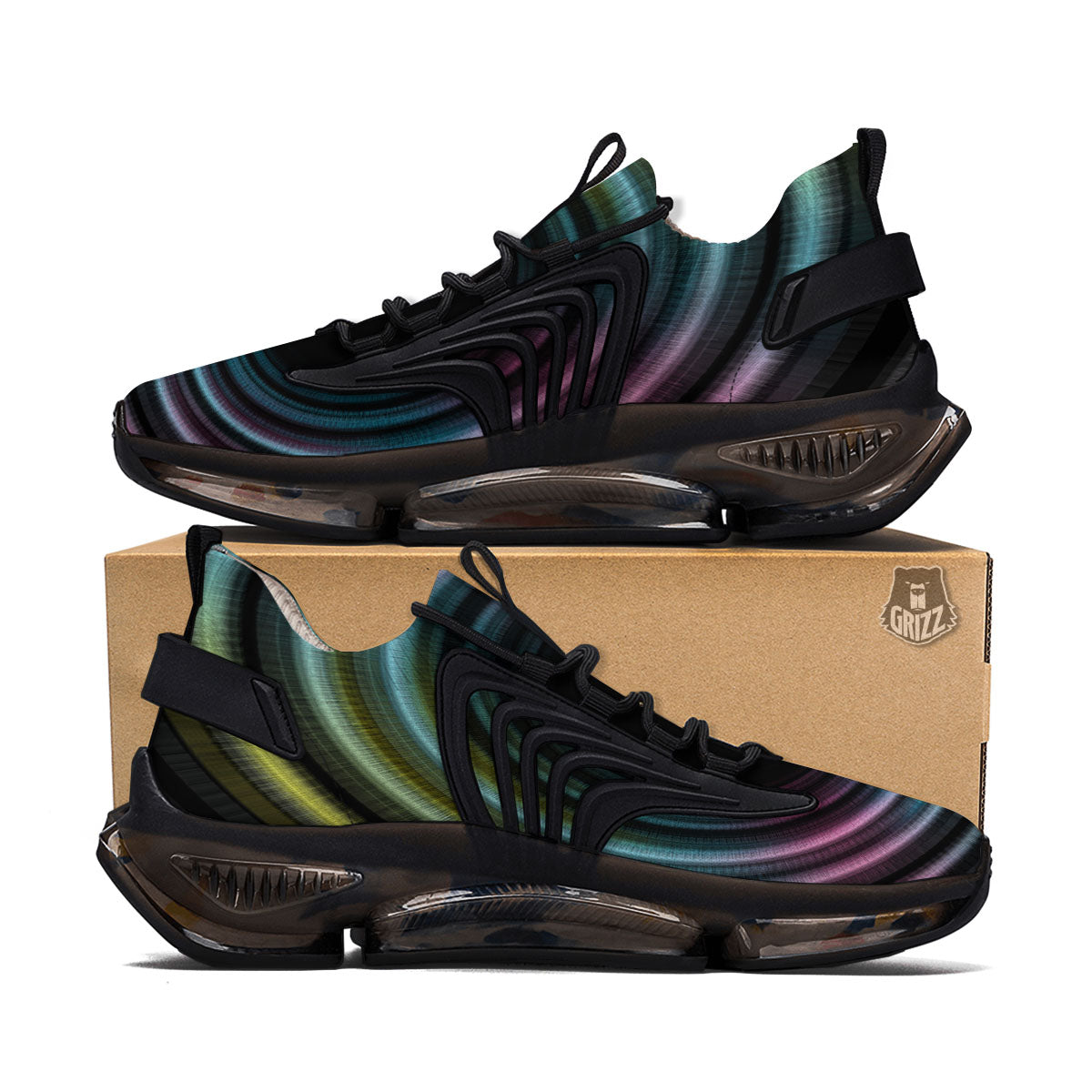 Tunnel Lights Teal And Pink Print Black Gym Shoes-grizzshop