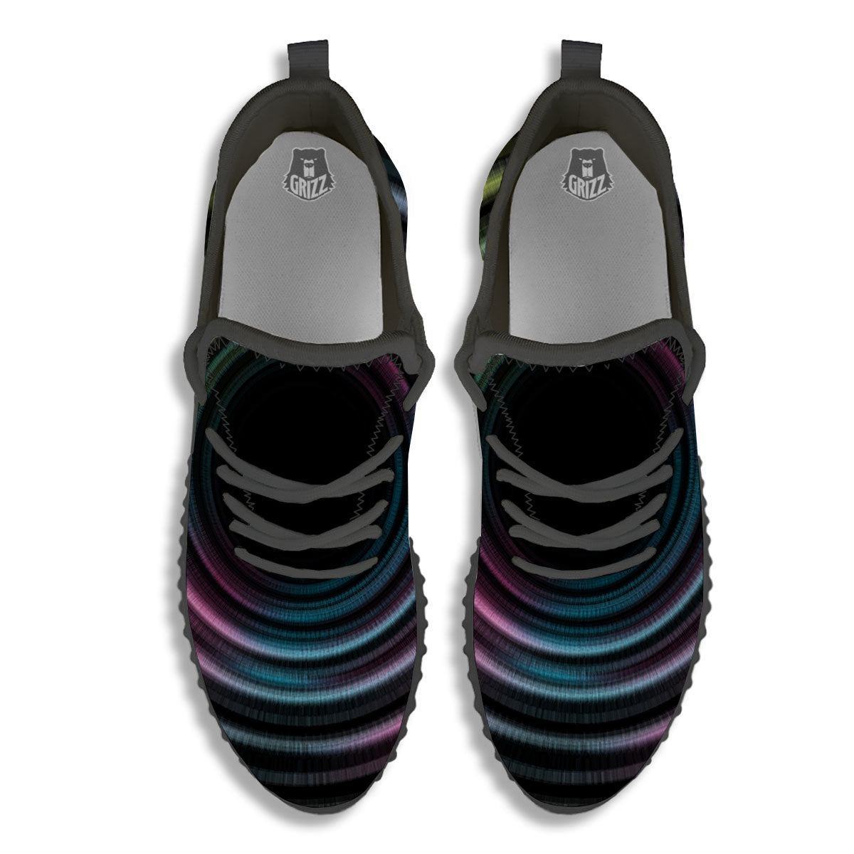 Tunnel Lights Teal And Pink Print Black Walking Shoes-grizzshop