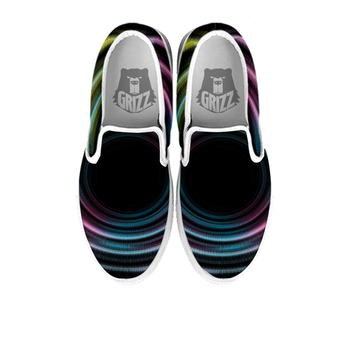 Tunnel Lights Teal And Pink Print White Slip On Shoes-grizzshop