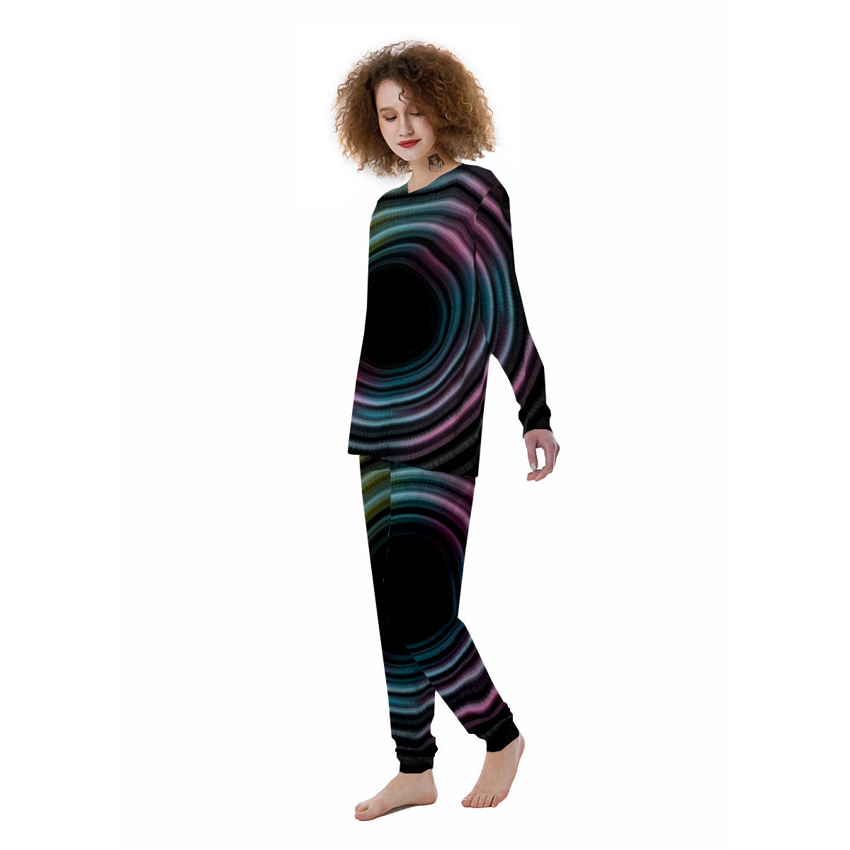 Tunnel Lights Teal And Pink Print Women's Pajamas-grizzshop