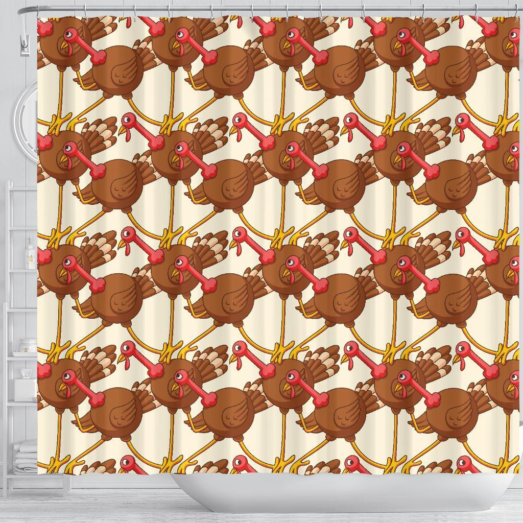 Turkey Thankgiving Pattern Print Bathroom Shower Curtain-grizzshop