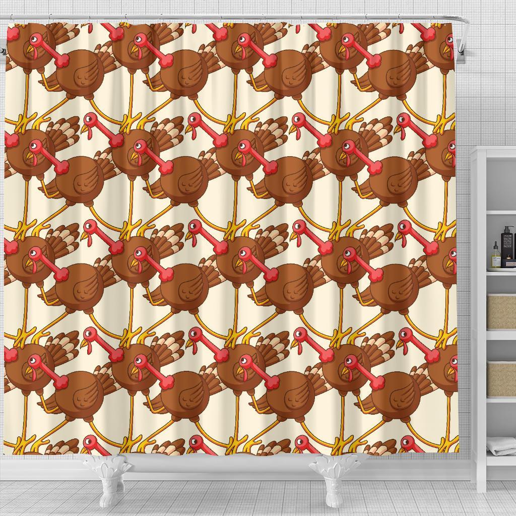 Turkey Thankgiving Pattern Print Bathroom Shower Curtain-grizzshop