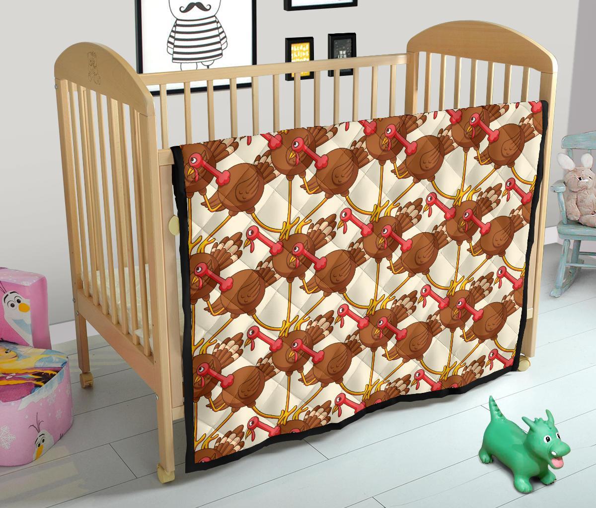Turkey Thankgiving Pattern Print Quilt-grizzshop
