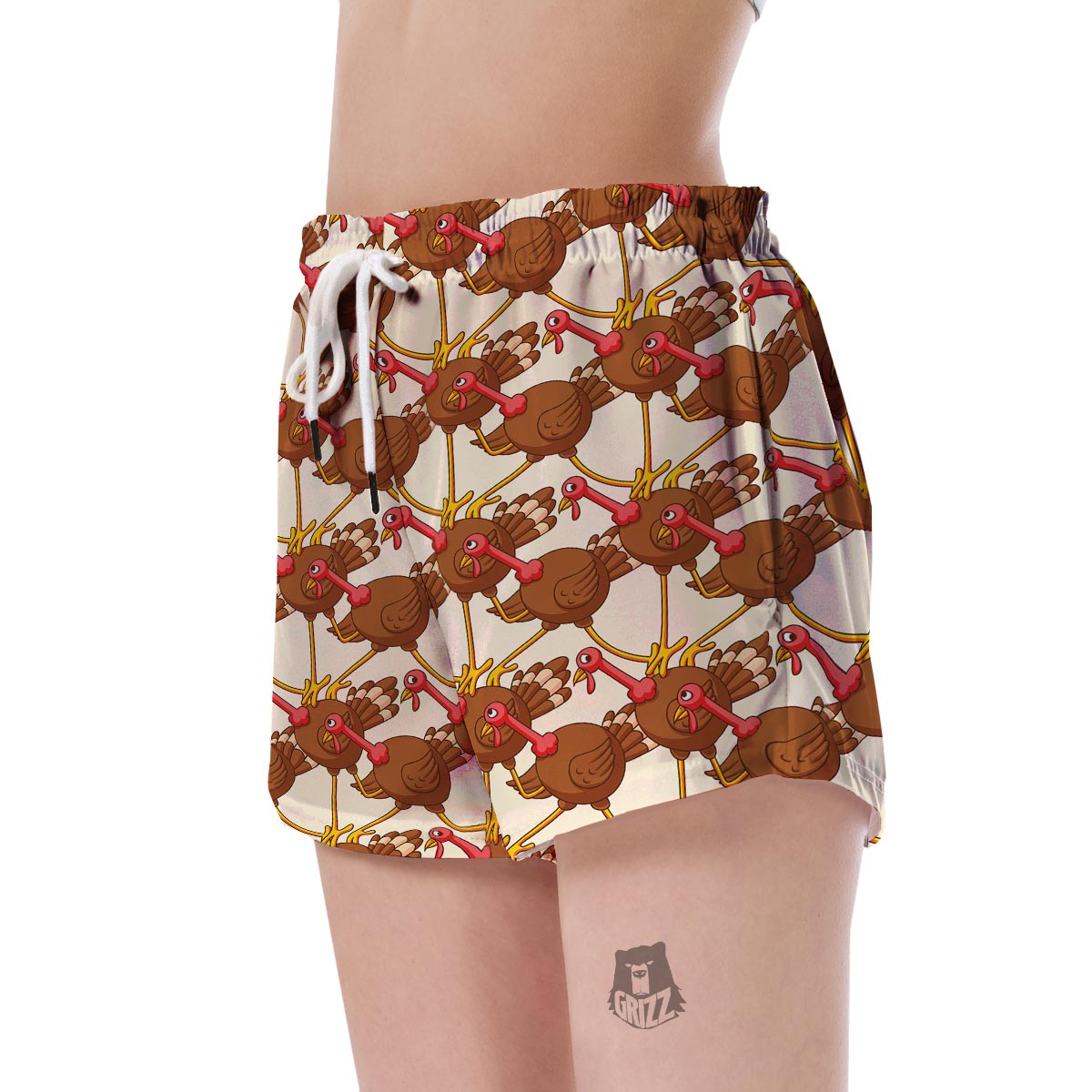 Turkey Thankgiving Pattern Print Women's Shorts-grizzshop