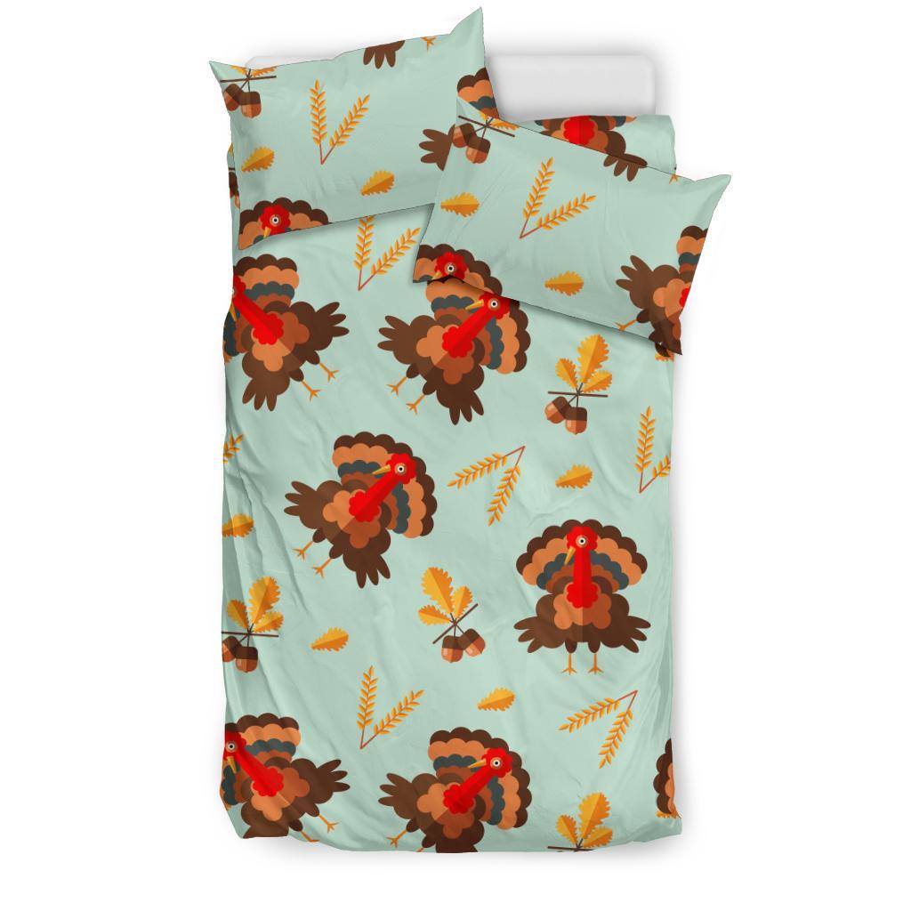 Turkey Thankgiving Print Pattern Duvet Cover Bedding Set-grizzshop
