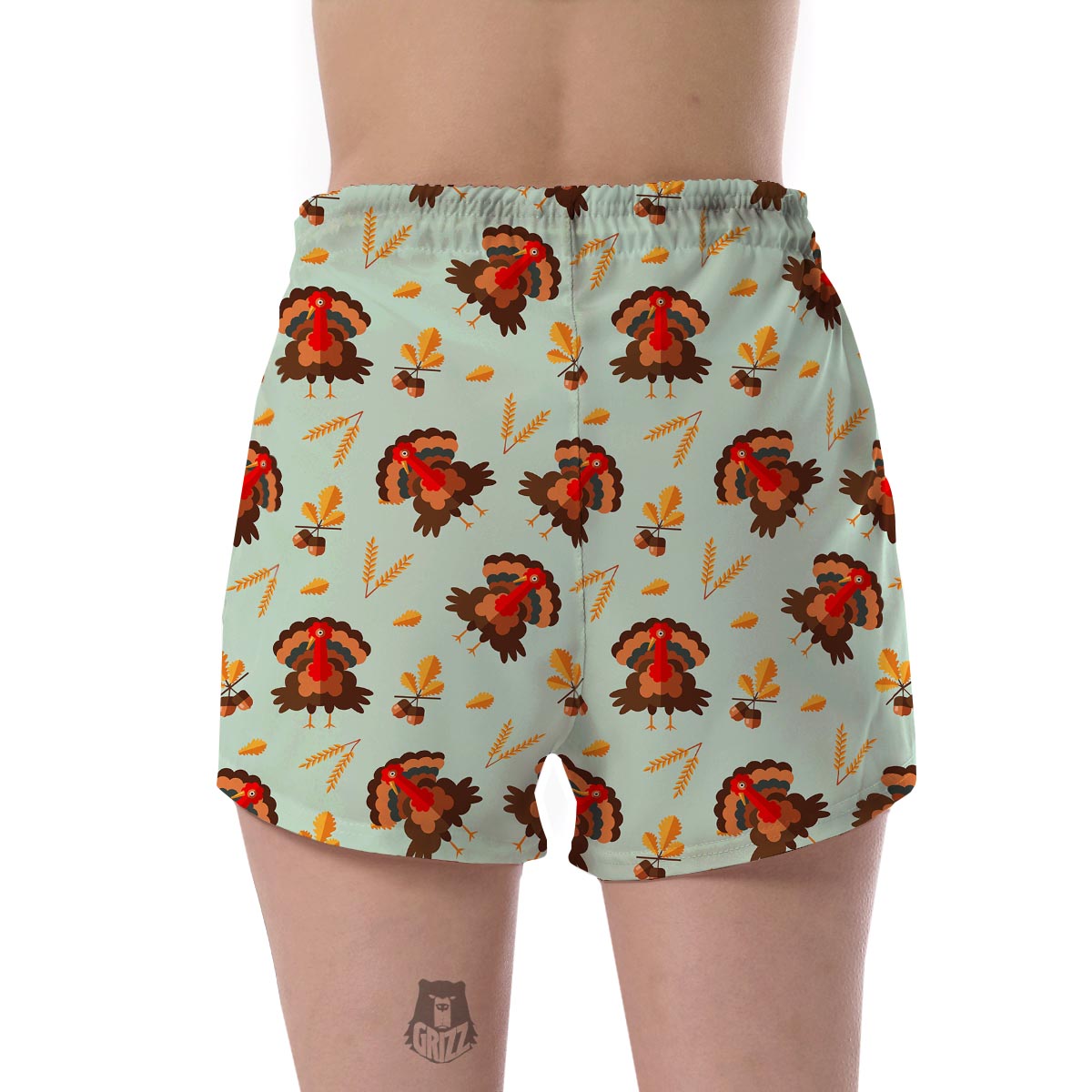 Turkey Thankgiving Print Pattern Women's Shorts-grizzshop