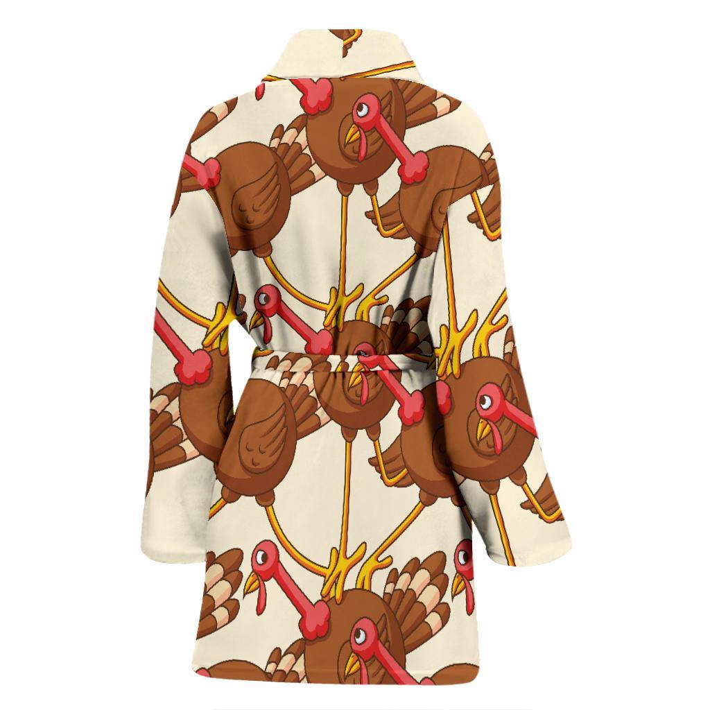 Turkey Thankgiving Pattern Print Women Long Robe-grizzshop