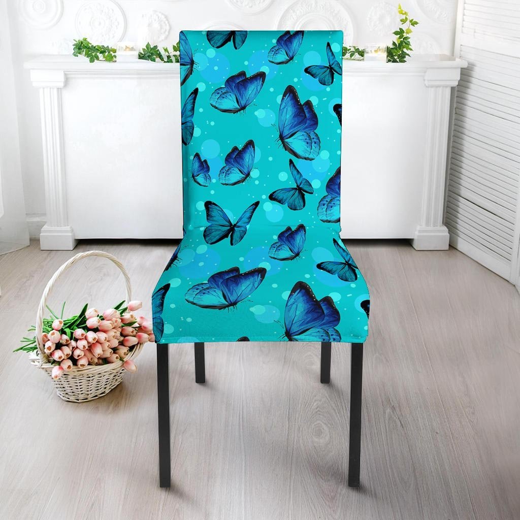 Turquoise Bubble Butterfly Print Chair Cover-grizzshop