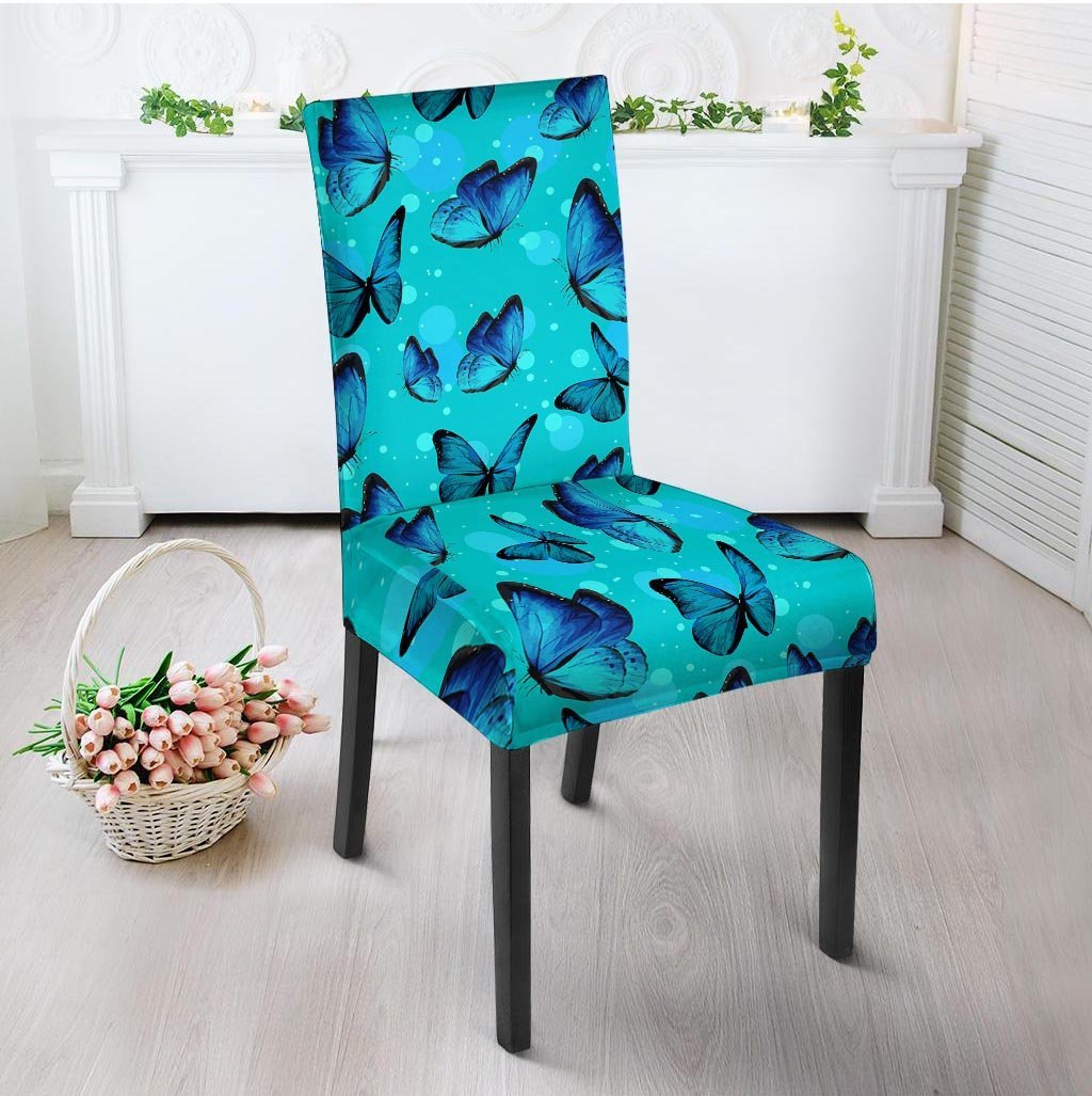 Turquoise Bubble Butterfly Print Chair Cover-grizzshop