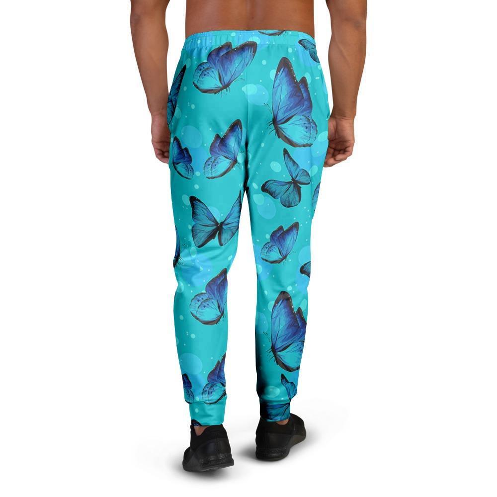 Turquoise Bubble Butterfly Print Men's Joggers-grizzshop