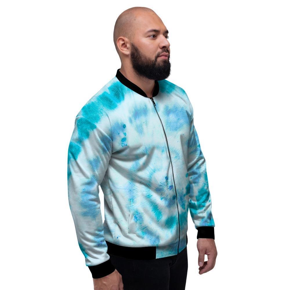 Turquoise Tie Dye Men's Bomber Jacket-grizzshop