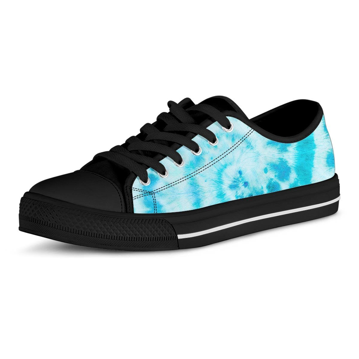 Turquoise Tie Dye Men's Low Top Shoes-grizzshop